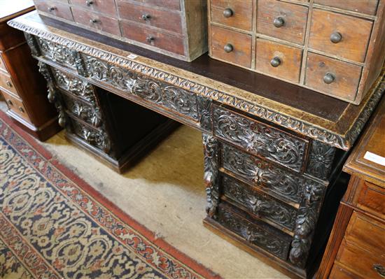 Carved oak desk